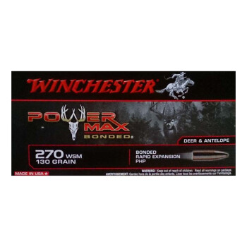 Premium 270 WSM Ammo For Sale - 130 Grain PHP Ammunition in Stock by Winchester Power Max Bonded - 20 Rounds