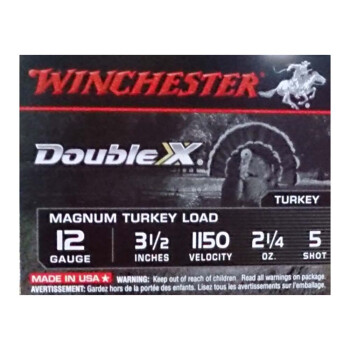 Cheap 12 Gauge Ammo For Sale - 3-1/2" 2-1/4 oz. #5 Shot Ammunition in Stock by Winchester Double X Magnum Turkey Load - 10 Rounds