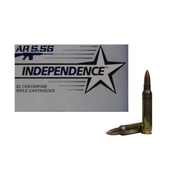 Cheap 5.56x45 XM193I Ammo For Sale - 55 gr FMJ-BT  Independence Ammunition - 20 Rounds