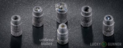 Line-up of Federal .38 Special ammunition - fired vs. unfired