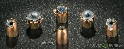 Side by side comparison of an unfired Remington 9mm Luger (9x19) bullet vs. the unfired round