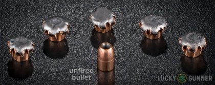 Line-up of Remington .357 Sig ammunition - fired vs. unfired