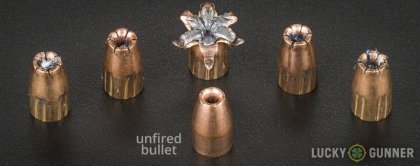 Side by side comparison of an unfired Winchester 9mm Luger (9x19) bullet vs. the unfired round