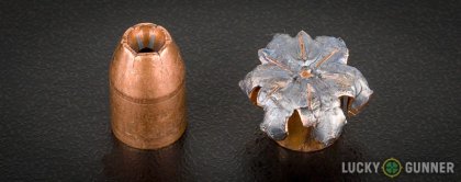 Side by side comparison of an unfired Winchester .40 S&W (Smith & Wesson) bullet vs. the unfired round