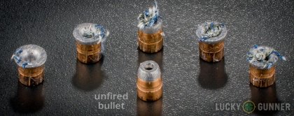 Side by side comparison of an unfired Winchester .38 Special bullet vs. the unfired round