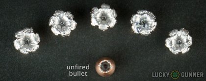 Side by side comparison of an unfired Speer .380 Auto (ACP) bullet vs. the unfired round