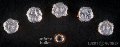 Side by side comparison of an unfired Hornady .357 Magnum bullet vs. the unfired round