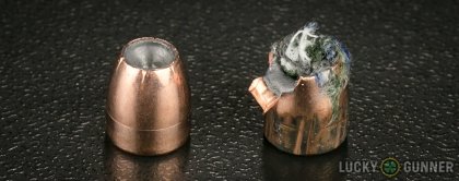 Side by side comparison of an unfired Corbon .380 Auto (ACP) bullet vs. the unfired round