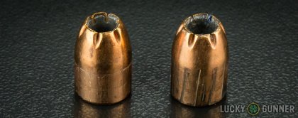 Line-up of Remington .45 ACP (Auto) ammunition - fired vs. unfired
