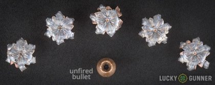 Image displaying fired .40 S&W (Smith & Wesson) rounds compared to an unfired bullet