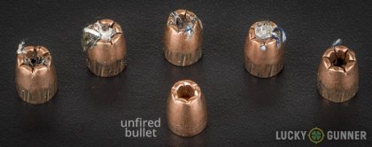 Image displaying fired .380 Auto (ACP) rounds compared to an unfired bullet