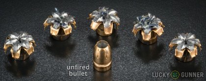 Line-up of Federal .40 S&W (Smith & Wesson) ammunition - fired vs. unfired