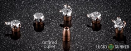 Side by side comparison of an unfired Speer .22 Magnum (WMR) bullet vs. the unfired round