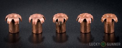 Line-up of Barnes .357 Magnum ammunition - fired vs. unfired