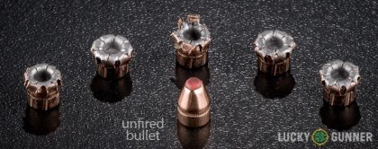 Side by side comparison of an unfired Hornady .32 Auto (ACP) bullet vs. the unfired round