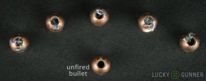 Line-up of Remington .380 Auto (ACP) ammunition - fired vs. unfired