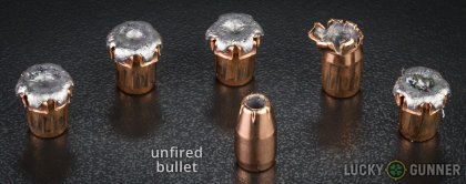 Side by side comparison of an unfired Hornady 9mm Luger (9x19) bullet vs. the unfired round