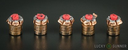 Line-up of Hornady .45 ACP (Auto) ammunition - fired vs. unfired