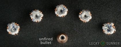 Line-up of Hornady 9mm Luger (9x19) ammunition - fired vs. unfired
