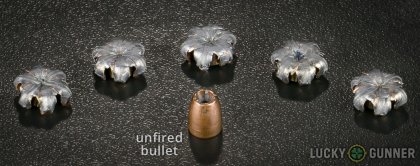 Image displaying fired .380 Auto (ACP) rounds compared to an unfired bullet