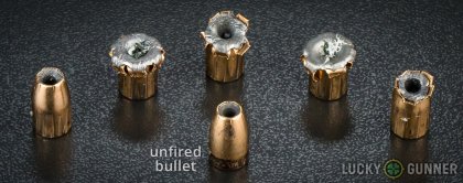 Line-up of Federal 9mm Luger (9x19) ammunition - fired vs. unfired