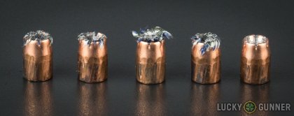 Line-up of Speer .40 S&W (Smith & Wesson) ammunition - fired vs. unfired