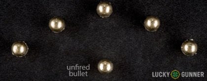 Line-up of Fiocchi .25 Auto (ACP) ammunition - fired vs. unfired
