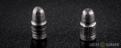 Side by side comparison of an unfired CCI .22 Long Rifle (LR) bullet vs. the unfired round