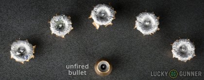 Line-up of Federal .40 S&W (Smith & Wesson) ammunition - fired vs. unfired