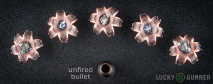 Line-up of Barnes .357 Magnum ammunition - fired vs. unfired