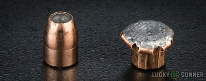 Line-up of Corbon 9mm Luger (9x19) ammunition - fired vs. unfired