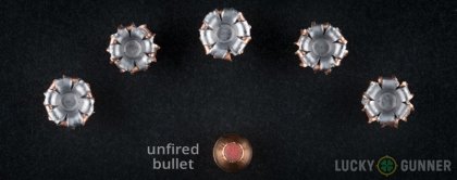 Line-up of Hornady 10mm Auto ammunition - fired vs. unfired