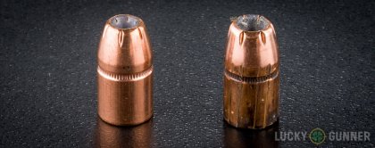 Side by side comparison of an unfired Hornady .38 Special bullet vs. the unfired round