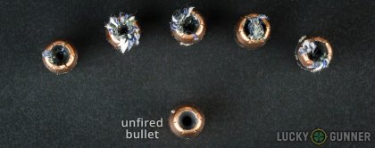 Side by side comparison of an unfired Remington .40 S&W (Smith & Wesson) bullet vs. the unfired round