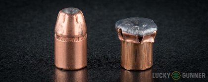 Side by side comparison of an unfired Hornady .357 Sig bullet vs. the unfired round