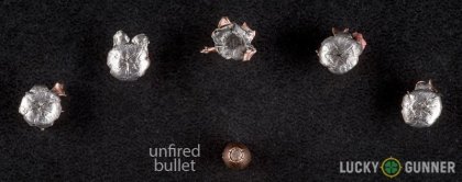 Side by side comparison of an unfired Hornady .22 Magnum (WMR) bullet vs. the unfired round