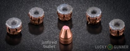 Line-up of Hornady .38 Special ammunition - fired vs. unfired