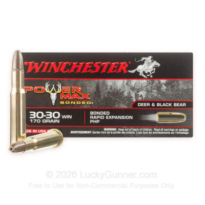 Large image of Premium 30-30 Ammo For Sale - 170 Grain PHP Ammunition in Stock by Power Max Bonded - 20 Rounds
