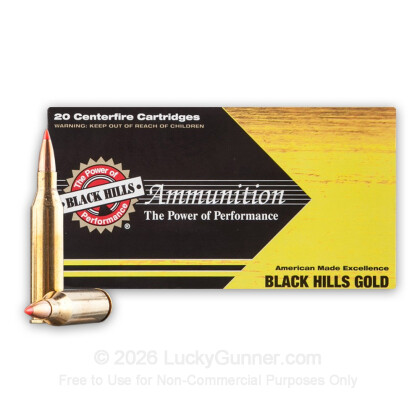Large image of Premium 243 Ammo For Sale - 80 Grain Hornady GMX Ammunition in Stock by Black Hills Gold - 20 Rounds