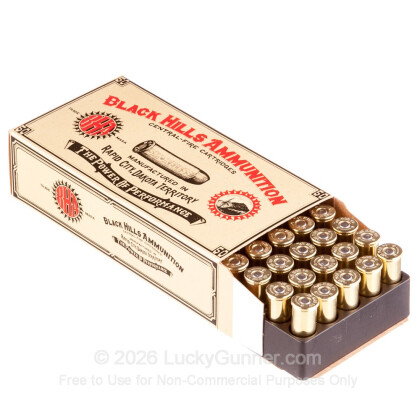 Large image of Premium 44 Special Ammo For Sale - 210 Grain Lead Flat Point Ammunition in Stock by Black Hills Ammunition - 50 Rounds