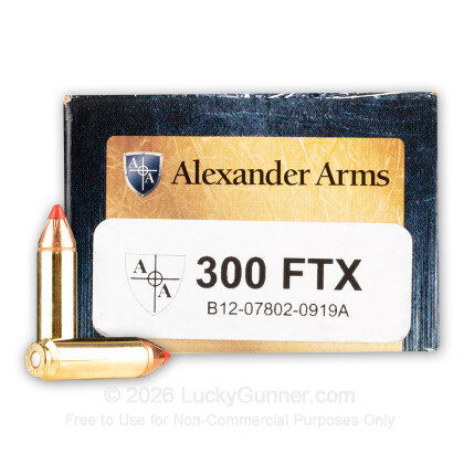 Large image of Premium 50 Beowulf Ammo For Sale - 300 Grain FTX Ammunition in Stock by Alexander Arms - 20 Rounds