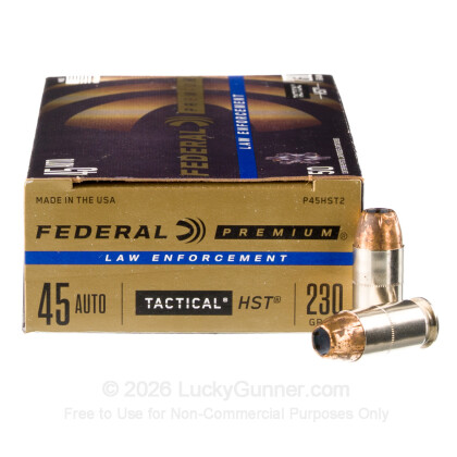 Large image of Bulk Defensive 45 ACP Ammo For Sale - 230 gr HST JHP - Federal Premium Defense Ammunition In Stock - 1000 Rounds