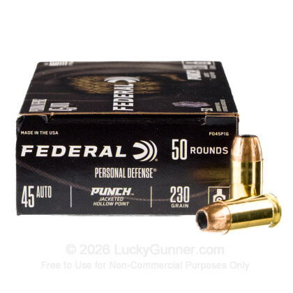 Large image of Federal Punch 45 ACP Ammo For Sale - 230 Grain JHP - 500 Rounds