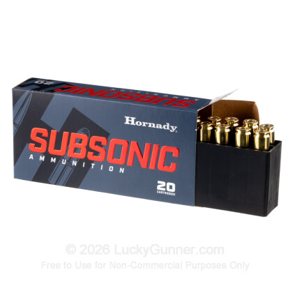 Large image of Premium 450 Bushmaster Ammo For Sale - 395 Grain Sub-X Ammunition in Stock by Hornady Subsonic - 20 Rounds