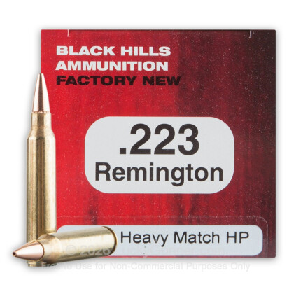 Large image of Premium 223 Rem Ammo For Sale - 68 Grain Heavy Match Hollow Point Ammunition in Stock by Black Hills Ammunition - 50 Rounds