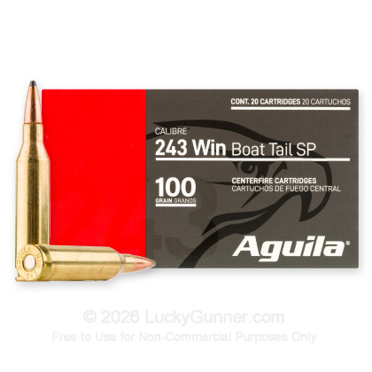 Large image of Aguila 243 Ammo For Sale - 100gr SPBT - 20 Rounds