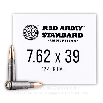 Large image of Cheap 7.62x39 Ammo For Sale - 122 Grain FMJ Ammunition in Stock by Red Army Standard - 20 Rounds