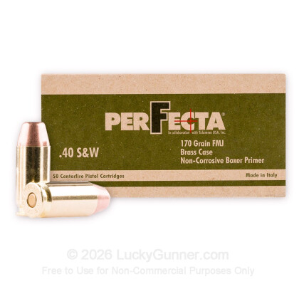 Large image of Cheap 40 S&W Ammo For Sale - 170 Grain FMJ Ammunition in Stock by Fiocchi Perfecta - 1000 Rounds