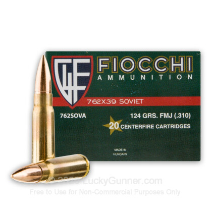 Large image of Brass Cased 7.62x39 Ammo In Stock - 124 gr FMJ - 7.62x39 Ammunition by Fiocchi For Sale - 1000 Rounds