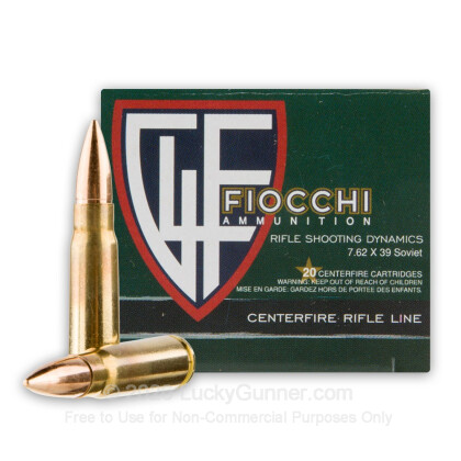 Large image of Brass Cased 7.62x39 Ammo In Stock - 124 gr FMJ - 7.62x39 Ammunition by Fiocchi For Sale - 1000 Rounds